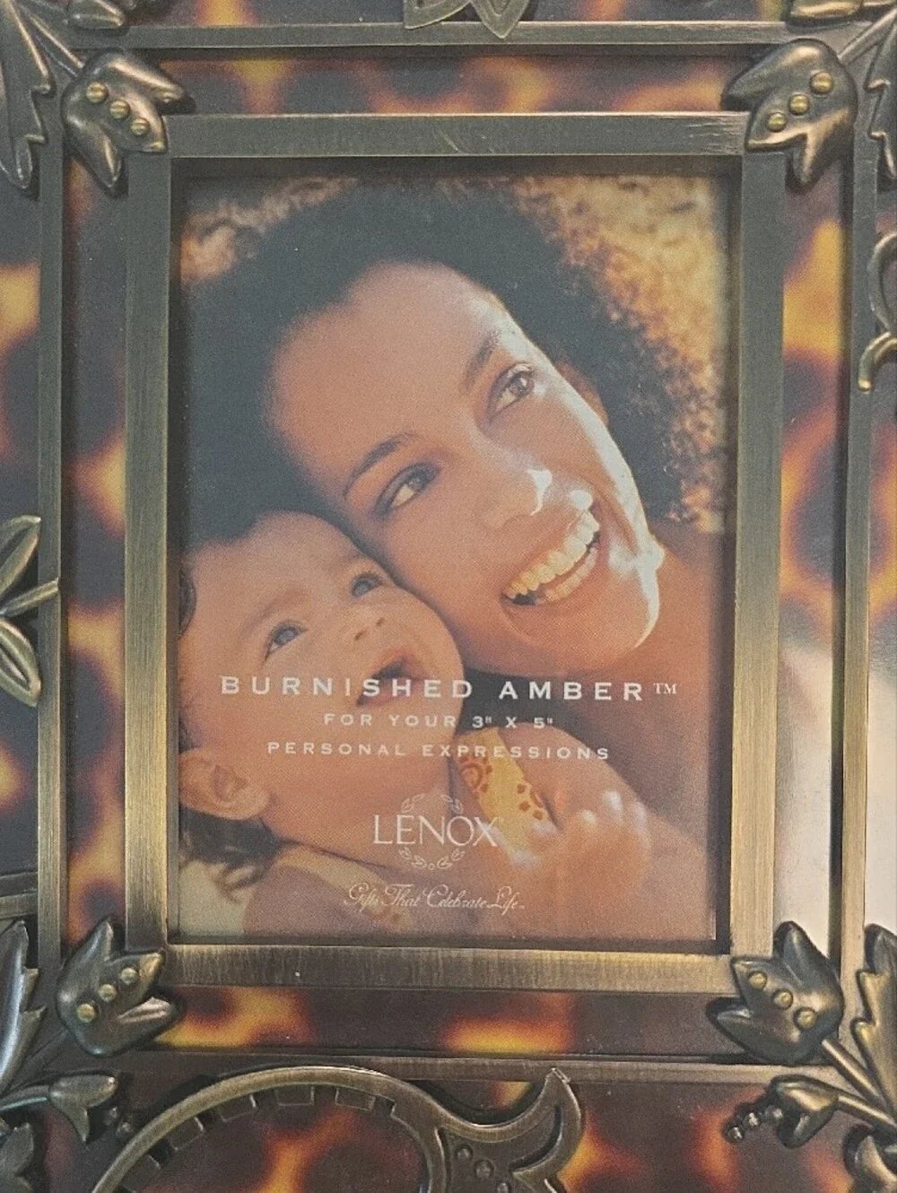 Lenox Amber Tortoiseshell Picture Frame with Gold Scroll Accents